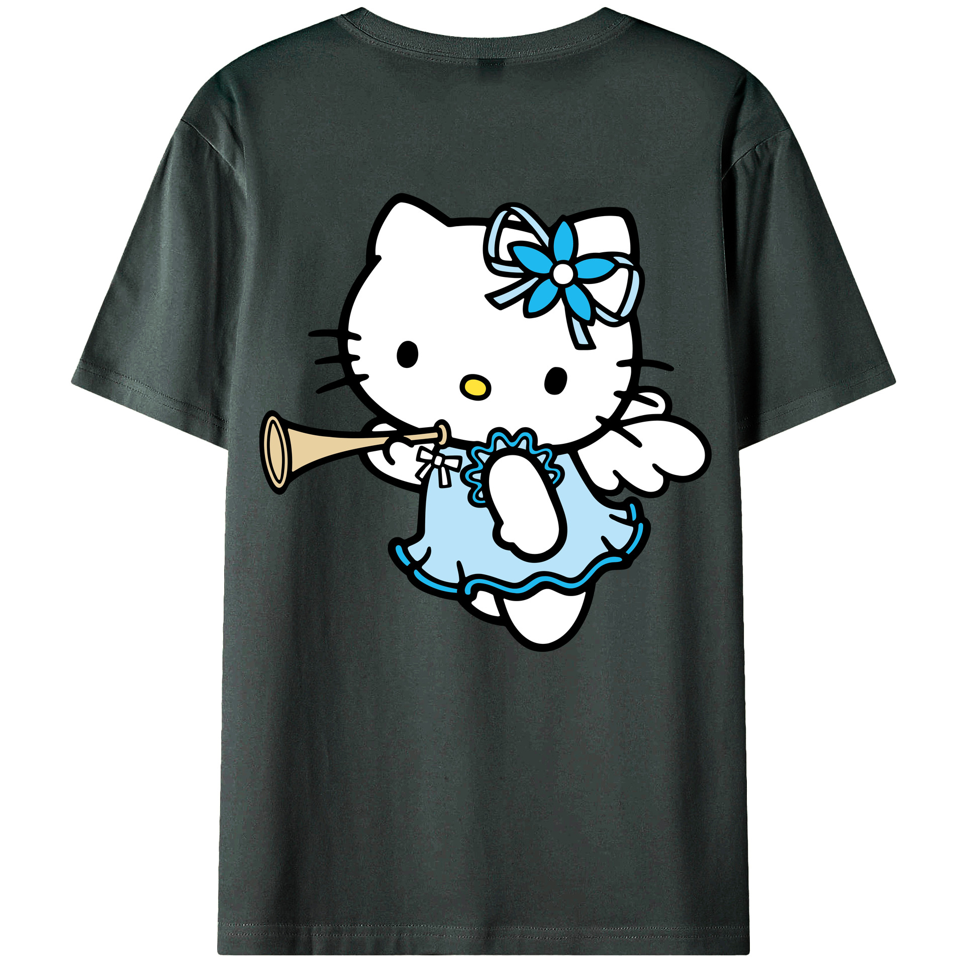 （画像用） Hello Kitty ハローキティ 綿100％ メンズ半袖Tシャツ（バックプリント） 通気性